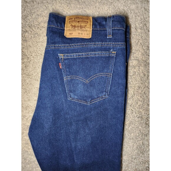 Levi’s 517 Bootcut Jeans Sz 42x32 Blue Denim Vintage 0893 Blank Red Tab ® USA - Picture 1 of 10